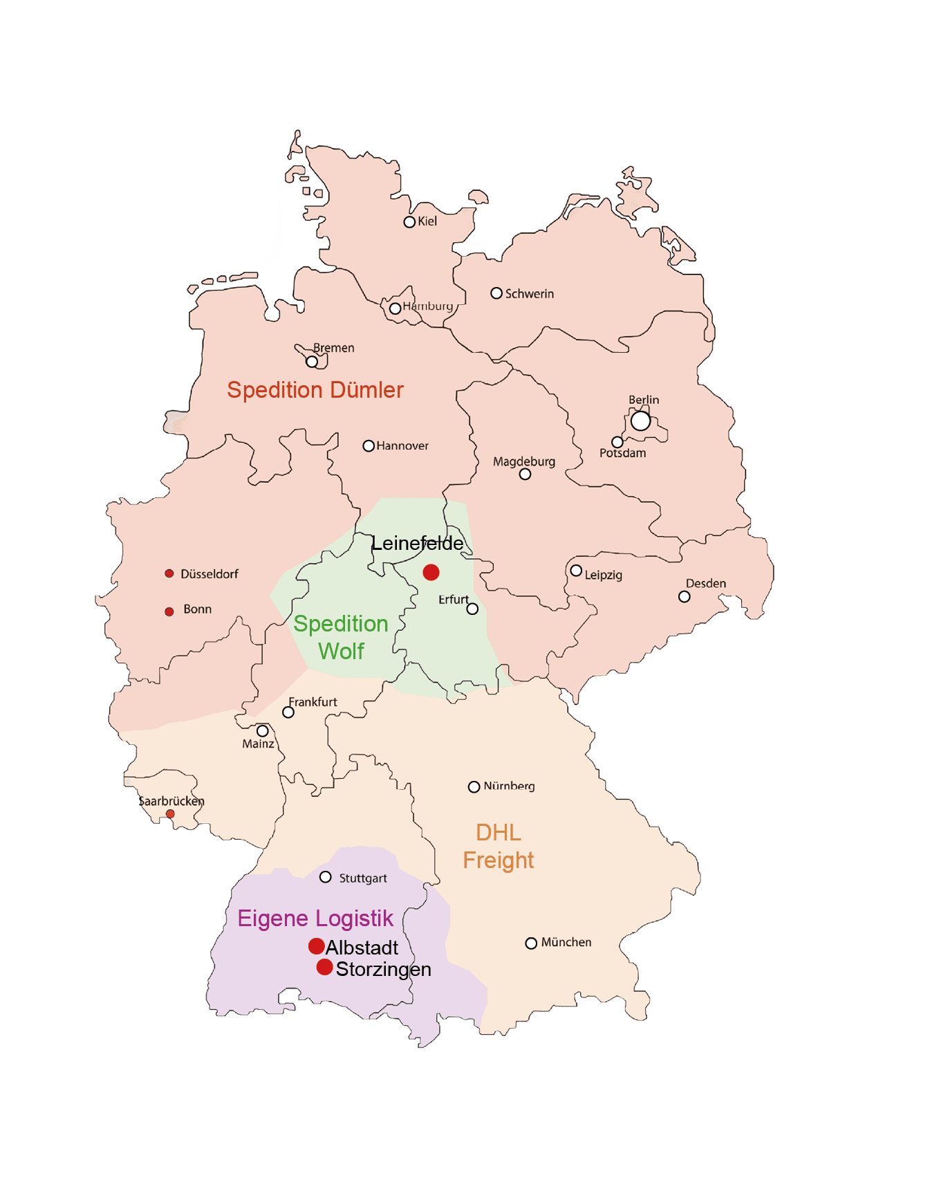 Karte der Speditionen